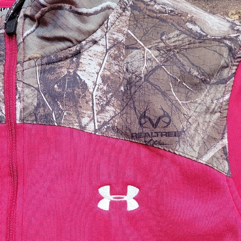 Under Armour Real Tree Half-Zip Red & Camo Pullover Size Medium - Picture 8 of 13